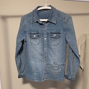 Point Zero Women's Denim Shirt with Snap Buttons Size S